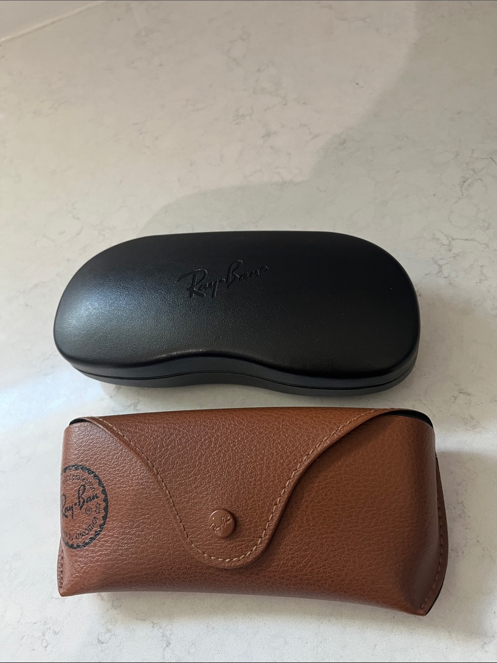 Ray-Ban Black Hard Case and Brown Leatherette Soft Case